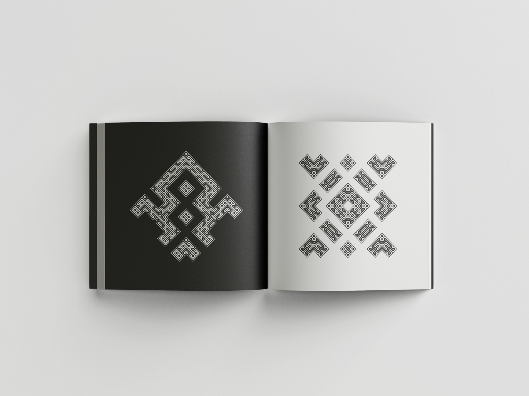 Corresponding ornamental forms in white on black and black on white
